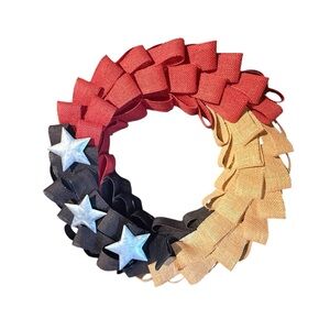 Red, Black, and Gold Ribbon Wreath with Stars